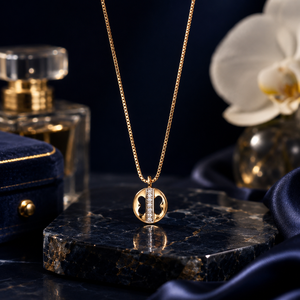 Namivaa VMG18 Collar de Moda con Trébol de la Suerte en Oro Rosa de 18 Quilates para Mujer, Cadena Minimalista con Dije de Disco y Acentos de Diamantes - Product Image 1