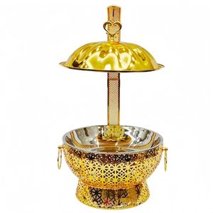 Luxury Gold Laser-Cut Casserole Premium Food Warmers Elegant Stainless Steel <b>Buffet</b> <b>Server</b> with Heart Detail Hanging Lid - Product Image 4