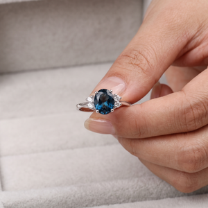 Anillo de joyería de mujer hecho a mano de Plata de Ley 925 sólida de Topacio Azul de Londres Natural de alta calidad para venta al por mayor - Product Image 6