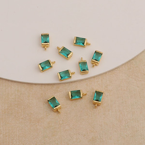 Gold Plated Rectangle Apatite Quartz Charms <b>Emerald</b> Cut Channel Setting Jewelry <b>Pendants</b> Unisex Classic Style - Product Image 4