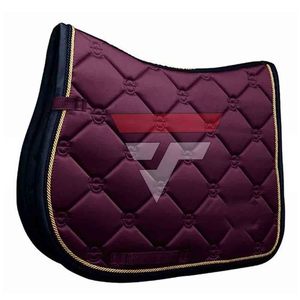 Exclusivo sudadero acolchado de satén color vino oscuro con borde de cuerda plateada, colchoneta de equitación, cojín de doma equina con absorción de impactos, al por mayor - Product Image 6
