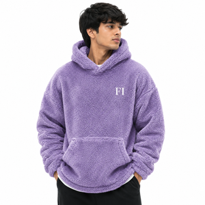 เสื้อฮู้ดผู้ชายผ้าฝ้ายฟลีซ เสื้อพูลโอเวอร์ฟลีซ อุ่นสบายสำหรับฤดูหนาว มีกระเป๋าหน้า ทรงหลวม สไตล์สตรีทแวร์ลำลอง ขายส่ง B2B ผู้จัดจำหน่ายจากสหรัฐอเมริกา - Product Image 1