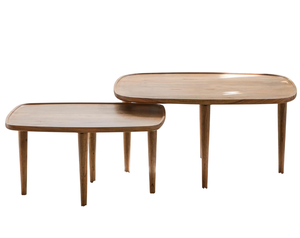 ชุดโต๊ะกาแฟ 2 ตัว สำหรับห้องนั่งเล่น ทำจากไม้กระถินณรงค์แท้ หน้าโต๊ะสี่เหลี่ยม ขาพับได้ ผิวสัมผัสธรรมชาติ - Product Image 4