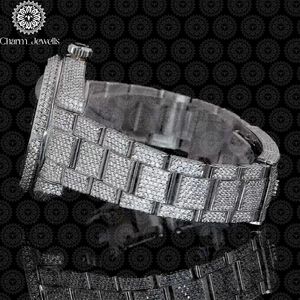 Reloj de Lujo para Hombre Charm Jewells, Caja de Acero Inoxidable de 40 mm, Movimiento Mecánico, Detalles de Diamantes, Correa de Cuero, Resistente al Agua 10 Bar - Product Image 3