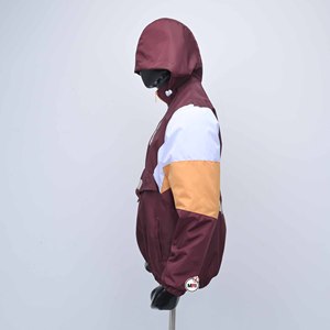 Winthrop Mens Color Blocking Hooded <b>Racer</b> <b>Jacket</b> Quarter Zip Windproof Sporty Style Autumn Outerwear Regular Fit Polyester - Product Image 3