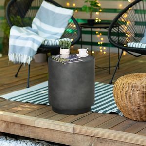Tavolino Rotondo Leggero Grigio Scuro con Finitura in Cemento per Arredamento Soggiorno - Product Image 2