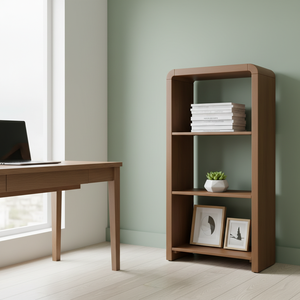 Estantería expositora, Librería de 3 estantes, Mueble de almacenamiento, Estantería abierta sin respaldo, Madera de caucho, MDF, Chapa de roble - Product Image 3