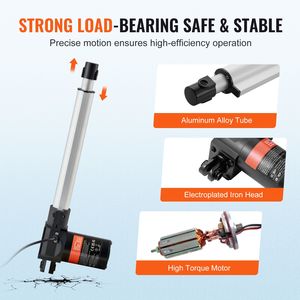 Attuatore Lineare 12V da 10 Pollici per Carichi Pesanti con Capacità di 1320 libbre/6000N, Velocità di Movimento Lineare 0,19 pollici/s, Staffa di Montaggio per Cilindri - Product Image 5