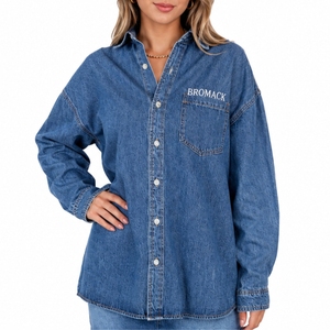 Camisa vaquera para mujer, estilo oversize, con botones, informal, diseño de ajuste relajado, holgada, para uso diario - Product Image 2