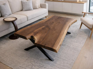 Classic Rectangle Metal & Mango Wood Modern Industrial Coffee Table with Drawer Storage for Living Room Decor - Product Image 4