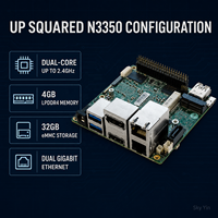 Carte de développement AAEON up Squared N3350 X86 en stock, 4 Go LPDDR4, 32 Go EMMC, double LAN Gigabit, Win10, faible consommation avec adaptateur 5V 5A
