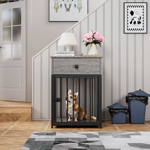 Decorative Iron Tube Dog <b>Crate</b> Furniture Rectangle Indoor Pet Kennel End Table Small Dog House with Elegant Pattern - Product Image 4