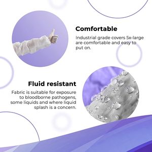 Overoles Desechables Microporosos Blancos Extra Grandes, Paquete de 5, Trajes Ligeros para Materiales Peligrosos, con Capucha, Puños Elásticos y Protección Lumbar - Product Image 4