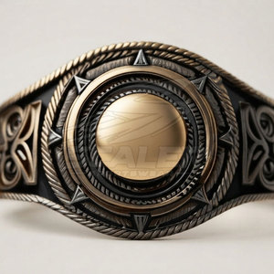 Ceinture de championnat de lutte en cuir doré avec logo central personnalisé, design détaillé, sangle ajustable taille haute pour événements sportifs - Product Image 5