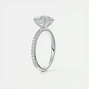 แหวนหมั้นเพชรทรงกลม 2.30 กะรัต เพชรเลี้ยงในห้องปฏิบัติการ ฝังแบบพาเว่ ล้อมเพชรแบบซ่อน ตัวเรือนทองคำขาว 14K สำหรับงานแต่งงาน - Product Image 1