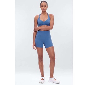 Women's Pink Ribbed 2 Piece <b>Set</b> <b>Square</b> Neck Spaghetti Strap Crop Top High Waist Shorts - Product Image 4