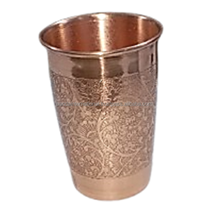 Verre à boire en cuivre pur gravé, finition noire et polie, pour la consommation et la cuisine, gobelet en cuivre anti-fuite - Product Image 4