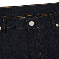 Jeans en denim noir sur mesure pour homme, coupe slim, extensible, taille haute, couleur unie, délavé, coupe droite, vente en gros