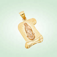 Pendentif personnalisable en alliage plaqué or 24 carats avec breloque chrétienne Vierge Marie, bijoux avec logo personnalisé, emballage classique pour enfants