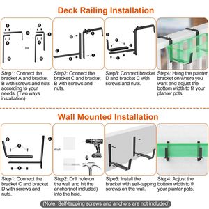 4 Pezzi Supporti Regolabili per Piante, Ganci per Fioriere da Finestra Senza Foratura, Supporti per Vasi da Balaustra, Facili da Montare per Finestre - Product Image 6