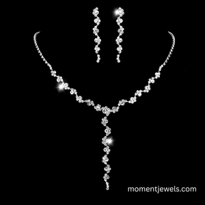 Ensemble de bijoux en cristal plaqué argent avec strass, collier et boucles d'oreilles pour mariage, fête nuptiale, cadeau - Product Image 2