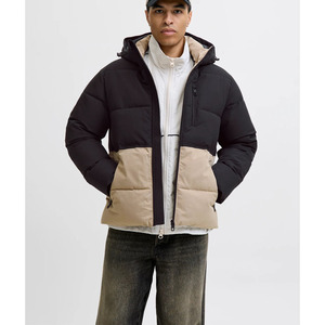 Men Thickened Color Block Puffer Jacket Warm Winter Ski Coat with Stand Collar & <b>Zip</b>-<b>Up</b> Front OEM Custom Bulk - Product Image 4