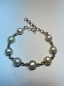Regalo para Ella, Brazalete Minimalista con Perla de Agua Dulce en Bisel, Plata 925, para Compromiso, Boda, Aniversario, Fiesta - Product Image 5