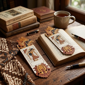 ที่คั่นหนังสือหนังแท้อินโดนีเซีย ลายหุ่นเงา วายัง ที่คั่นหน้าหนังสือแบบเจาะรู งานศิลปะแท้ อุปกรณ์สำนักงาน ของขวัญสำหรับโรงเรียน - Product Image 6