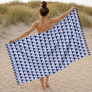 Serviette de plage Fouta en coton 100% premium, turque, séchage rapide, légère, anti-sable, imprimée, fournisseur en gros d'Inde - Product Image 5