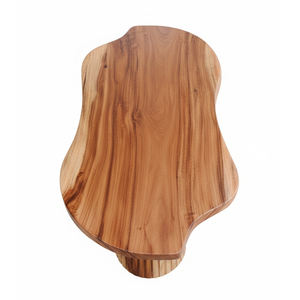 Mesa de Centro de Madera Maciza con Borde Natural, Forma Orgánica, Patas Cilíndricas Acanaladas, Madera de Suar Natural, Mesa Grande con Base, Ideas de Decoración para el Hogar - Product Image 3