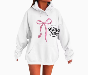 Graphic Hoodies for Women Cute <b>Bow</b> Print Oversized Sweatshirt Drawstring Preppy Long Sleeve Sweater - Product Image 2