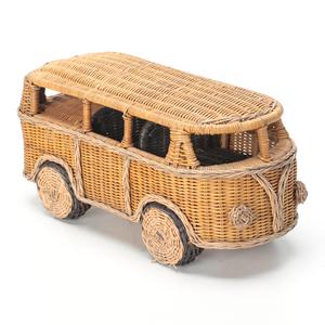 Juguete de autobús de ratán tejido a mano, juguete infantil natural más vendido, vehículo en miniatura premium para muñecas - Product Image 1
