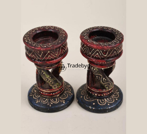 Portavelas de Madera de Diseño, Decoración Artesanal Premium para Sala de Estar, Tradebyd - Product Image 4