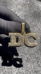 Iced Out " DC " Letter <b>Necklace</b> Custom <b>Initial</b> Pendant Hip Hop Rap Jewelry For Streetwear Style - Product Image 2