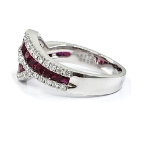 Trung Quốc Nhà sản xuất đáng tin cậy High End 18K rắn vàng trắng kim cương thật Twist hình dạng lớn Eternity đính hôn đám cưới Natual <span class=keywords><strong>Ruby</strong></span> r - Product Image 3