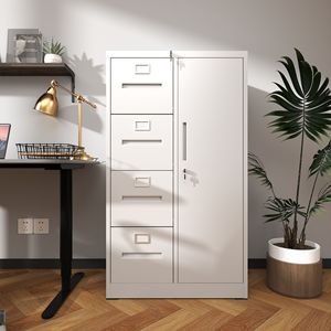Metal Vertical <b>Storage</b> <b>File</b> Cabinet with Lock Steel 4-Drawer 1-Door Locker for School Living Room Bedroom - Product Image 3