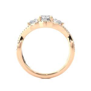 Bague de fiançailles classique unisexe AMBER JEWELS T-1203 en or massif 18 carats avec trois pierres naturelles, plaqué rhodium, taille brillant, sertie à griffes - Product Image 2