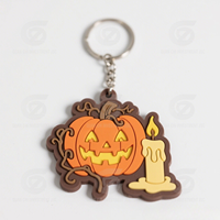 Porte-clés personnalisés populaires en caoutchouc/PVC/TPR/silicone 3D non toxiques |   Bonbons d'Halloween en forme de citrouille, motifs de dessins animés Hello Kitty, en soie