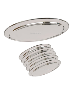 Plateau de service ovale en acier inoxydable 35 cm, plateau de service alimentaire, vaisselle de cuisine, durable et réutilisable - Product Image 1