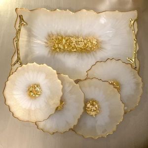 Epoxy Resin Waterproof <b>Hand</b>-painted Rectangular Tray for Wedding & Holiday Decor - Product Image 1