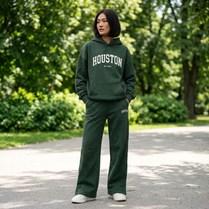ชุดเซ็ตเสื้อฮู้ดดี้ลายกราฟิก ALASKA สีชมพูสดใส และกางเกงขายาวทรงหลวม สไตล์ลำลองสำหรับผู้หญิง - Product Image 6