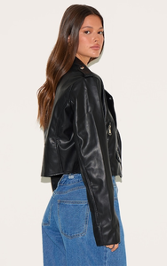<b>Women's</b> Black Cow Leather <b>Parka</b> Breathable Knitted Fabric <b>Waterproof</b> Regular Solid Pattern Winter Autumn Jackets OEM - Product Image 5