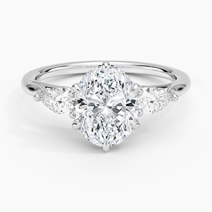 Oval Cut Diamond Engagement Ring Prong Setting Classic Style Women's White Gold Rhodium Plated GIA Certified - Product Image 1