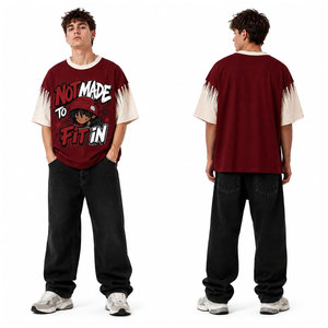 Camisetas de Hombre al por Mayor de Alta Calidad, 100% Algodón, Impresión DTG, Diseño Hip Hop, Hombros Caídos, Estilo Vintage Lavado al Ácido - Product Image 2