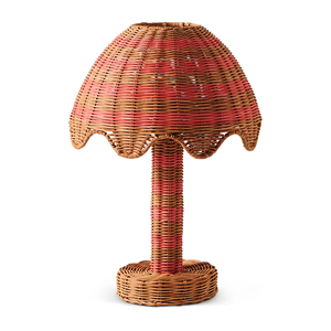 Lampe de table en rotin style rétro, accessoire décoratif pour chambre et salon, lampe de bureau artisanale. - Product Image 2