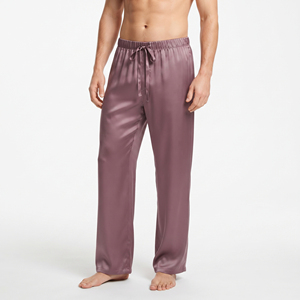 Pantalon de pyjama décontracté pour homme avec poches, taille élastique, en satin de soie léger, en polyester satiné, pour dormir - Product Image 5