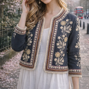 Chaqueta de Invierno para Mujer con Diseño Suzani Bordado a Mano, Tela Blanca, Regalo para Damas de Honor o Ropa de Mujer, Venta al Por Mayor OEM ODM - Product Image 1