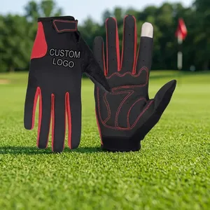 Gants de sport en PU noir et rouge, compatibles avec les écrans tactiles, fermeture auto-agrippante, unisexes - Product Image 4