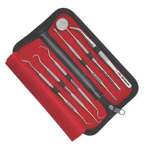 Kit d'hygiène dentaire professionnel pour un soin buccal en profondeur avec un nettoyeur de gencives, un détartreur en forme de faucille, une sonde dentaire, un grattoir à tartre et un miroir buccal - Product Image 5