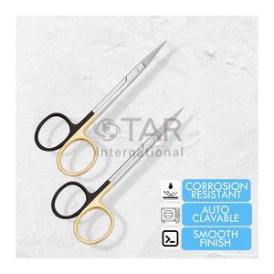 Tijeras de microdisección de 4.5 pulgadas, rectas y curvas, dentadas, de corte superior, punta fina, para eliminación de verrugas, uso médico y quirúrgico, para encías - Product Image 3